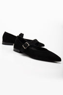 Willow - Black Suede Leather Mary Jane Flats (Women)