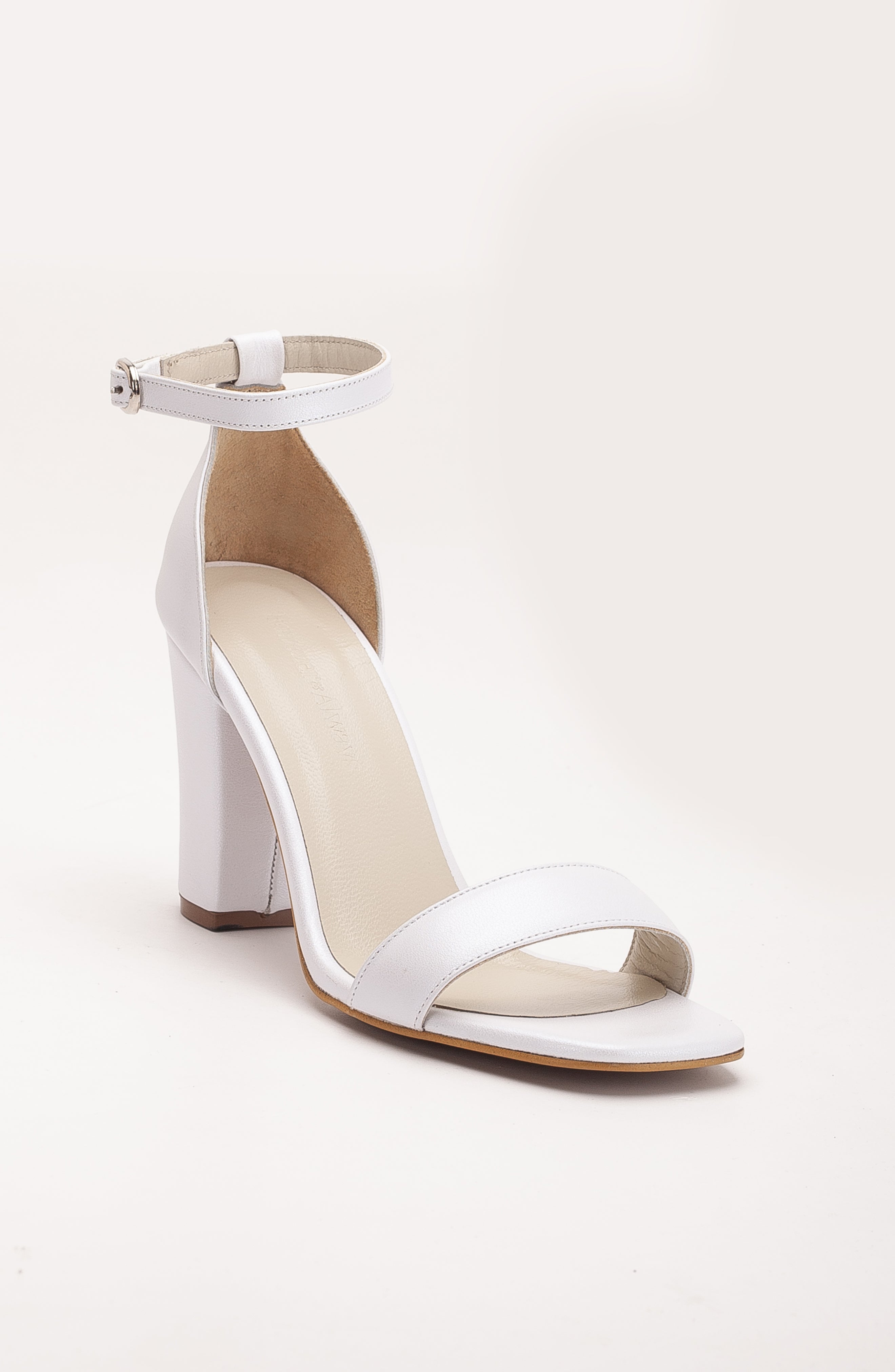 Taylor - Ivory Leather Wedding Sandals with Ribbon