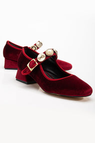 Macbeth - Burgundy Velvet Mary Jane Shoes