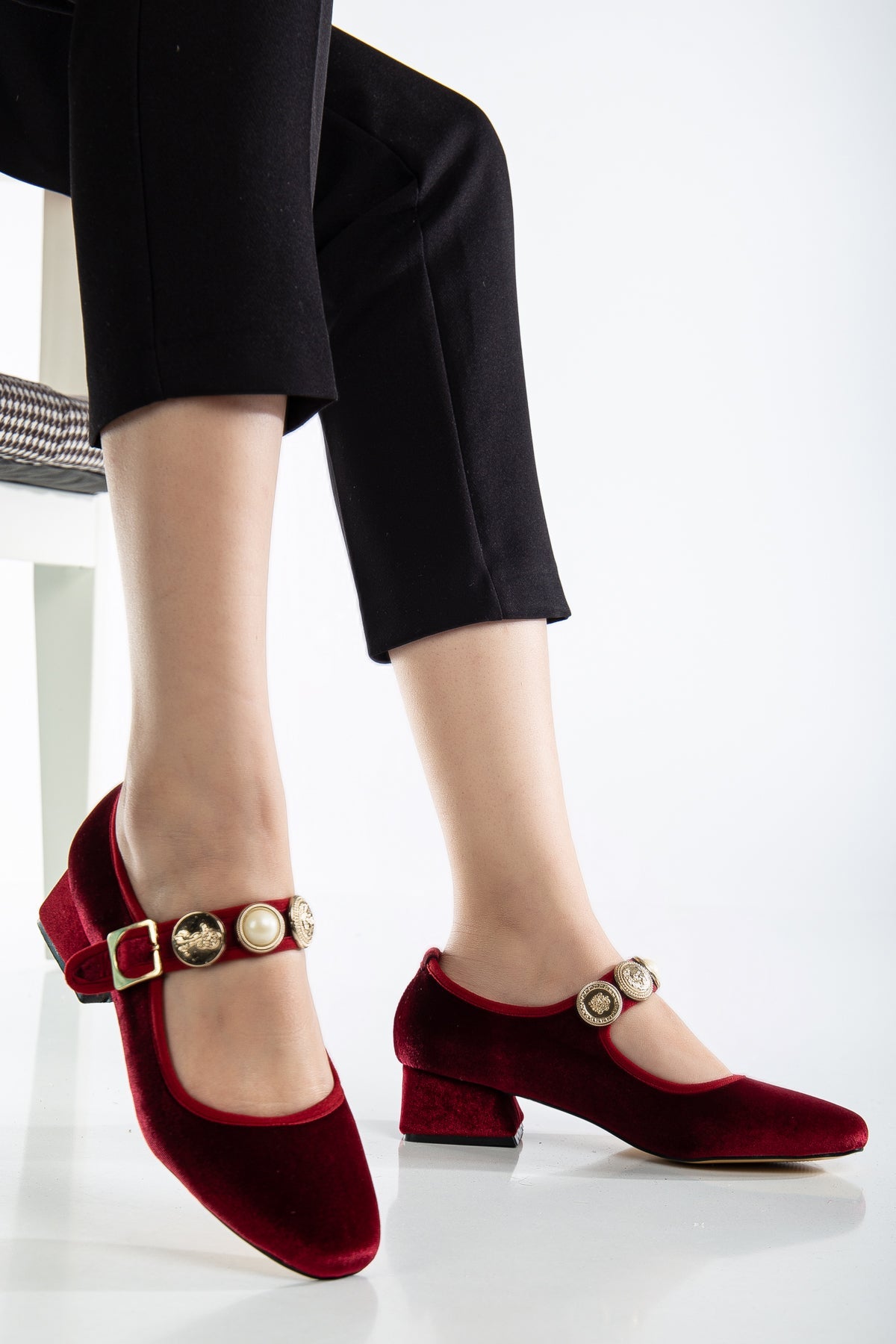 Macbeth - Burgundy Velvet Mary Jane Shoes
