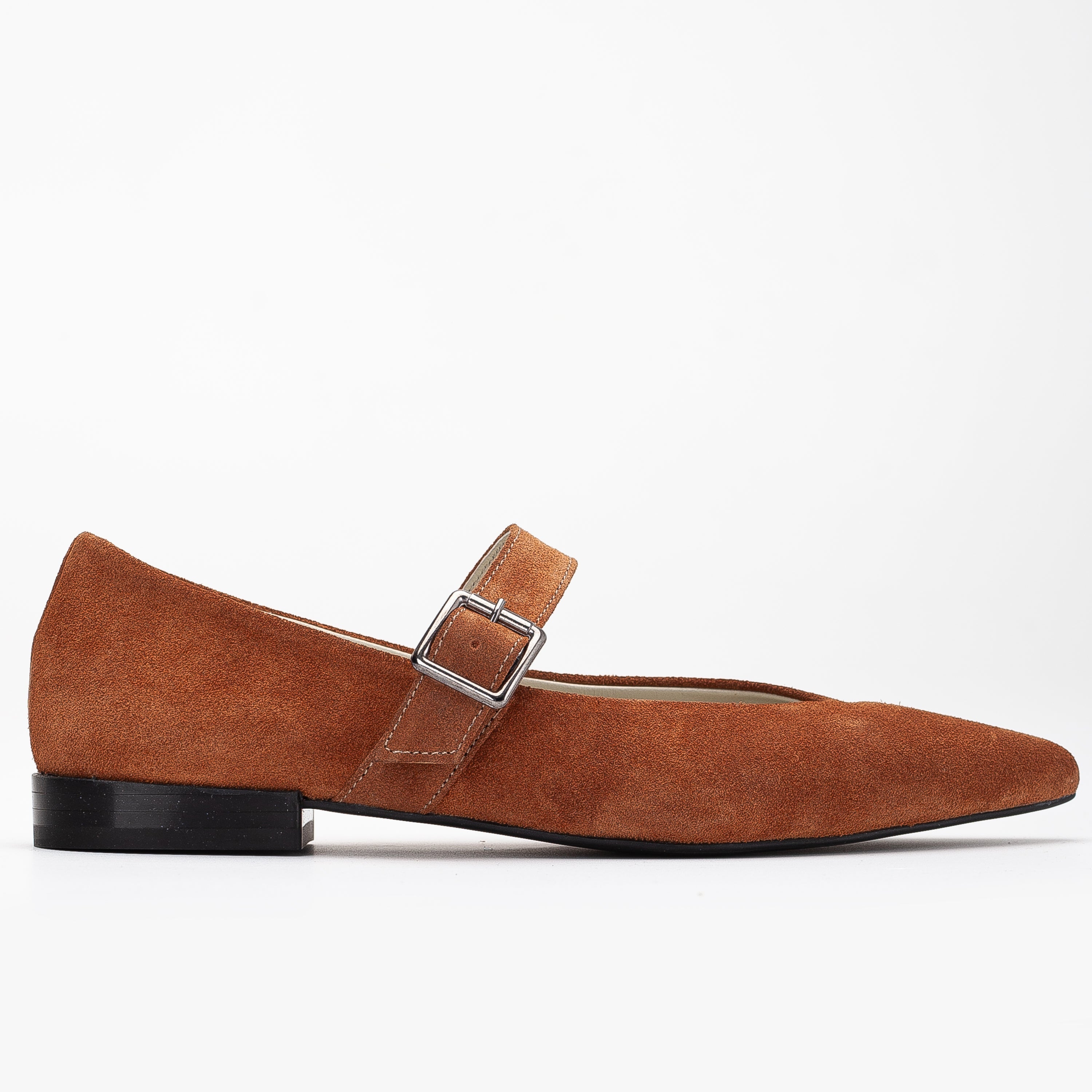 Willow - Cognac Brown Suede Leather Mary Jane Flats (Women)