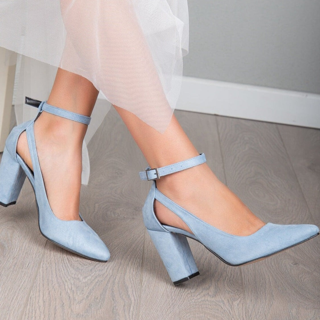 Colette - Baby Blue Suede Heels