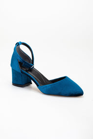 Marcelle - Teal Blue Velvet Pumps