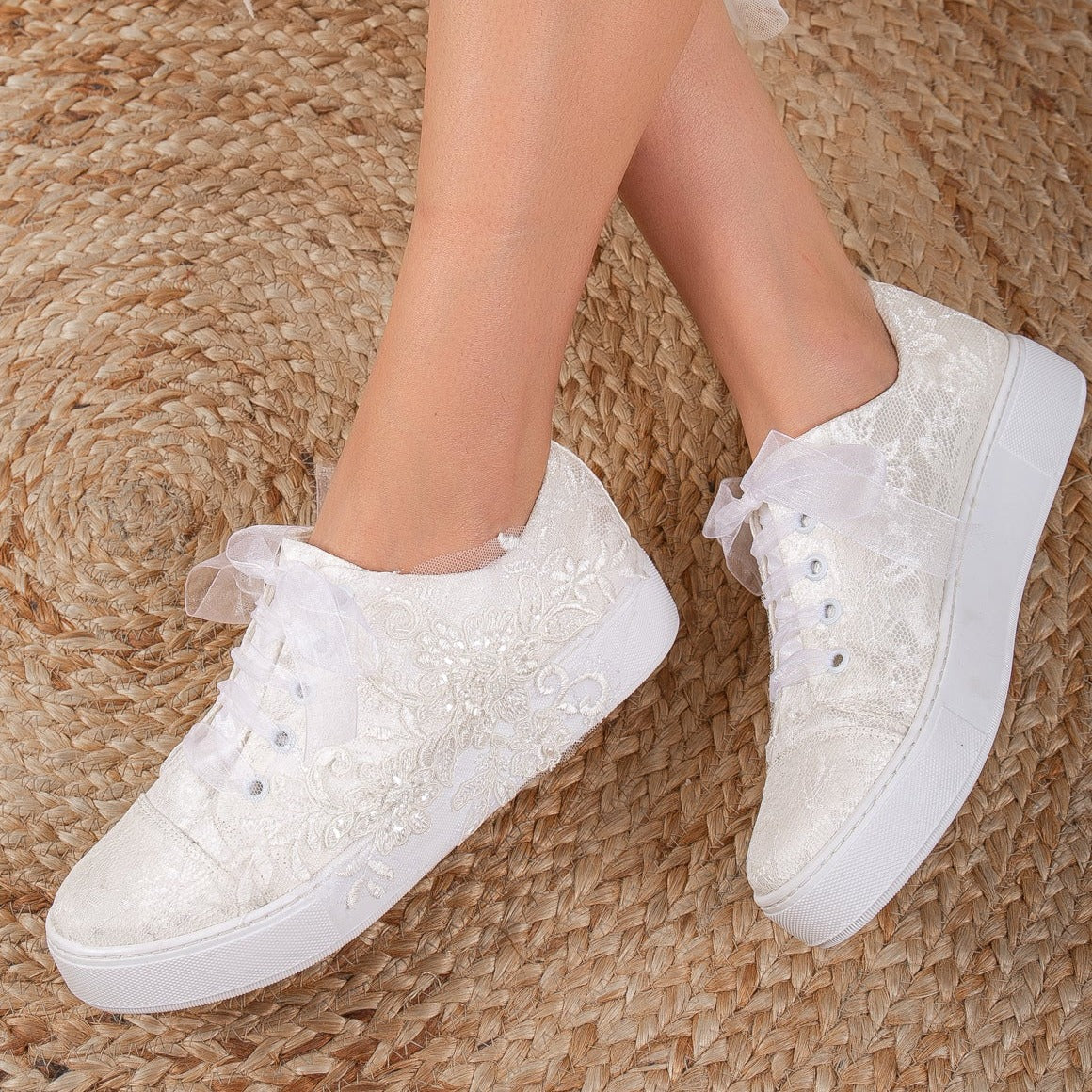 Elise - Ivory Lace Wedding Sneakers