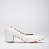 Mariam - White Block Heel Stiletto