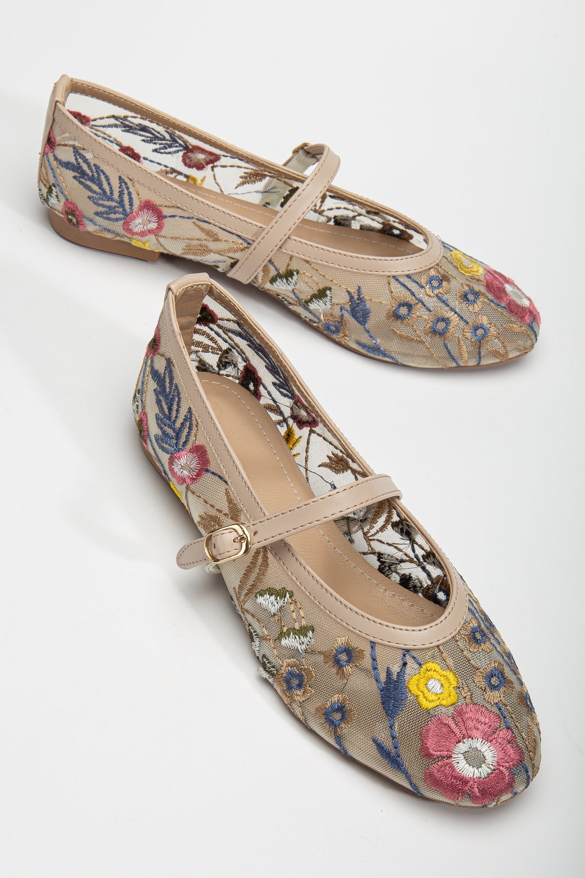 Fauna - Beige Mesh Mary Jane Flats