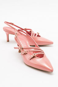 Magra Blush Patent Pointed-Toe Slingback Stiletto (Women)