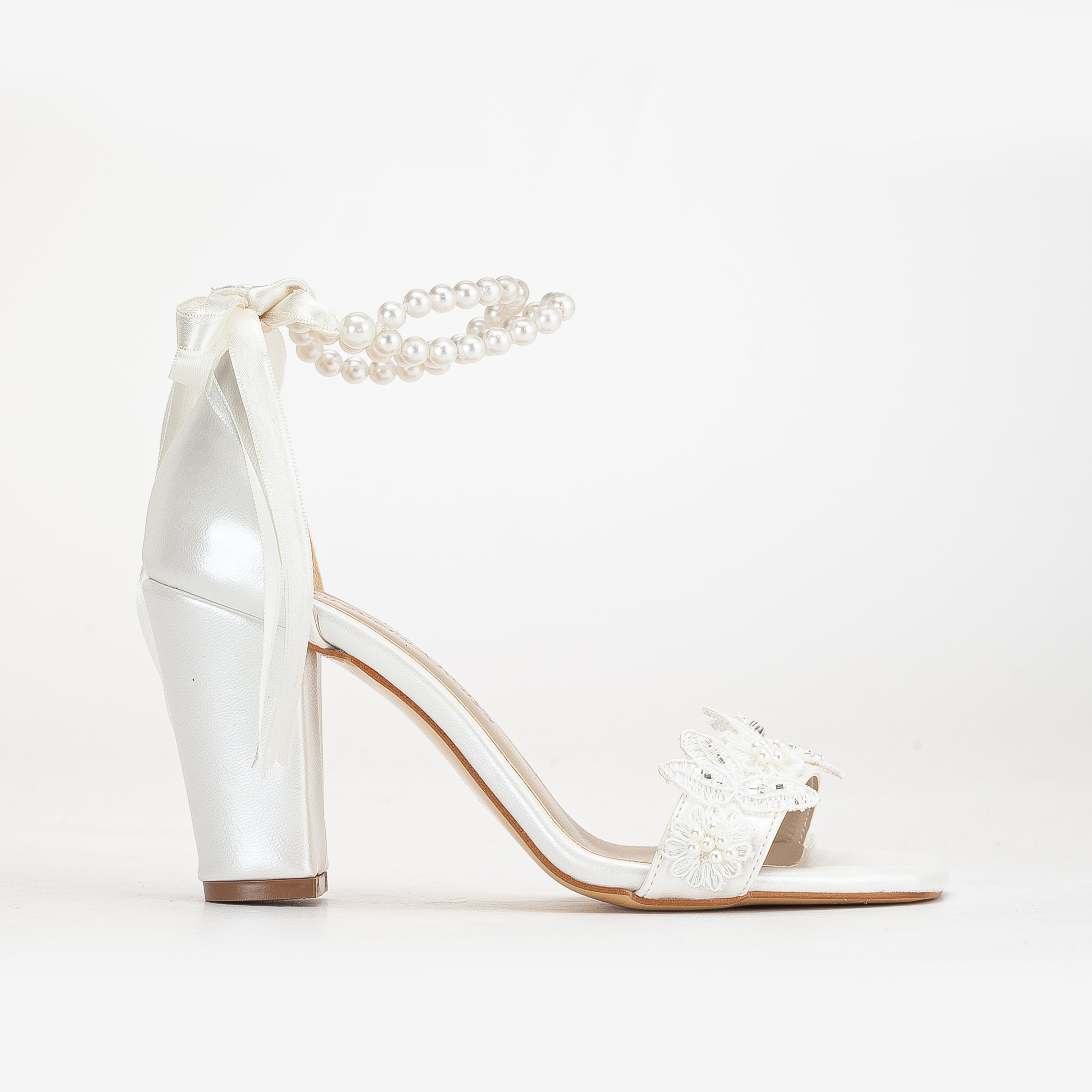 Forever & Always Shoes Helene Lace Bridal Heeled Sandals with Pearls - Ivory - US 8 Forever & Always Shoes Helene Lace Bridal Heeled Sandals with Pearls - Ivory - US 8