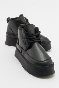 Ovela - Black Thick Sole Lace-Up Sport Boot (Women)