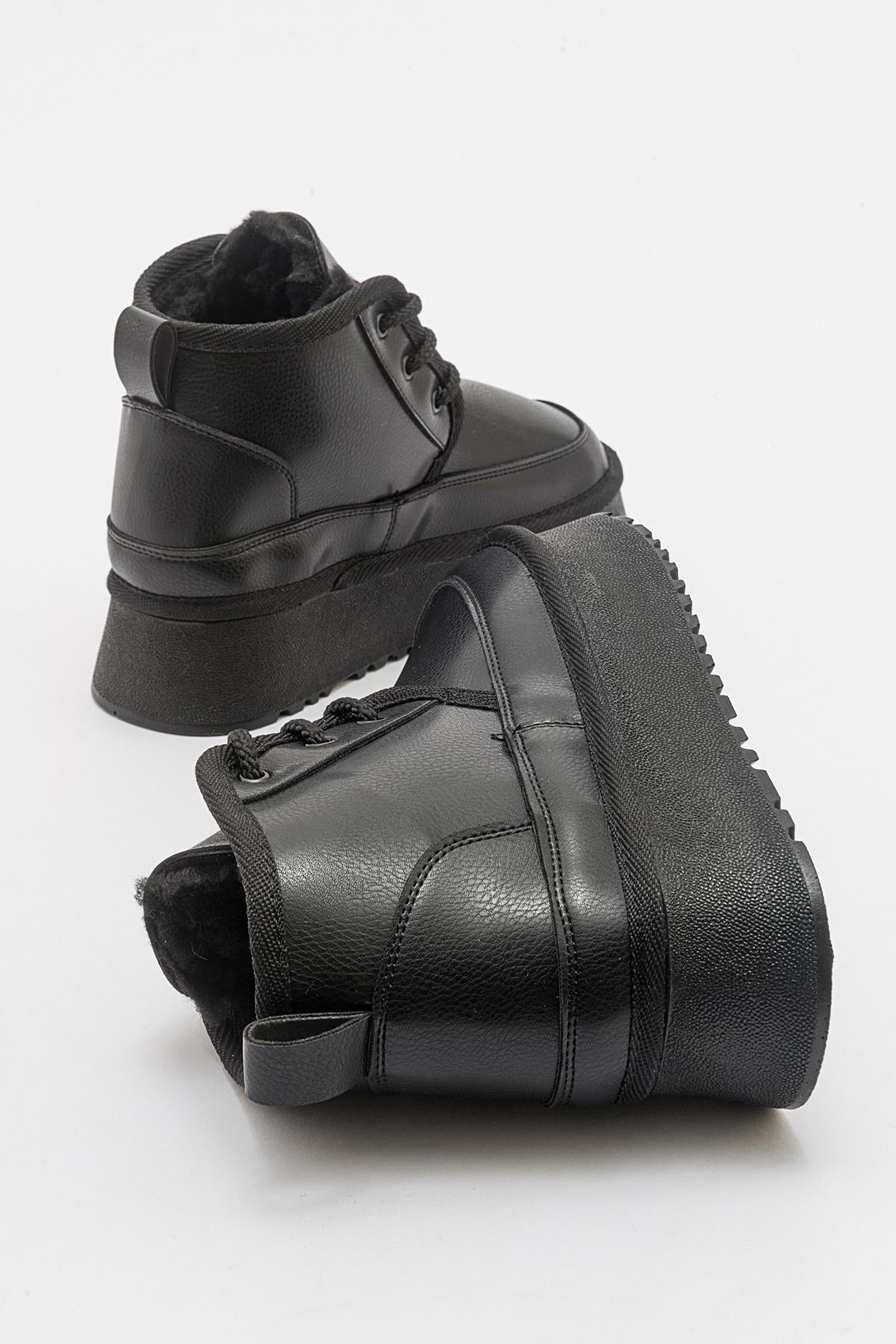 Ovela - Black Thick Sole Lace-Up Sport Boot (Women)