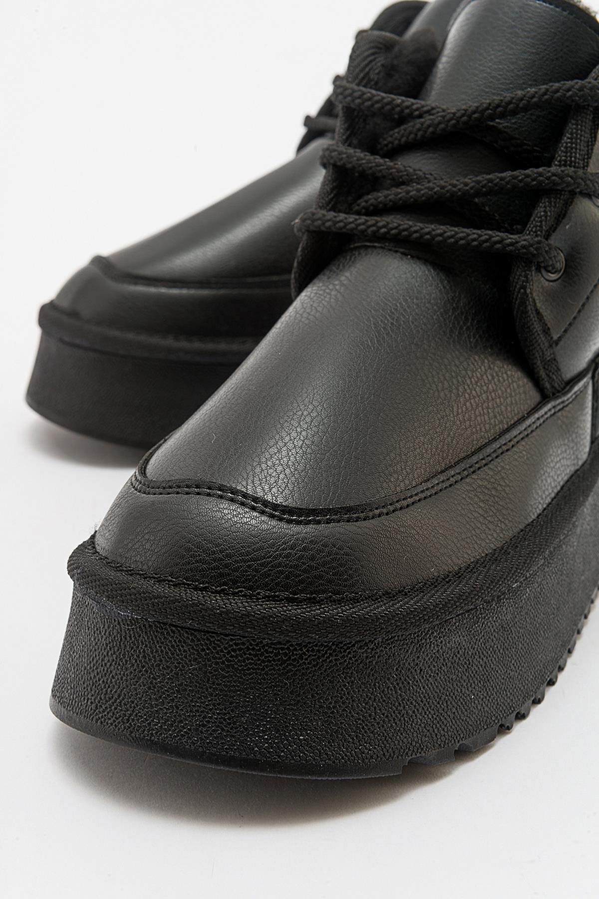 Ovela - Black Thick Sole Lace-Up Sport Boot (Women)