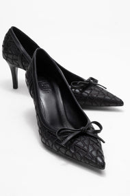 Camden - Black Patterned Bow Pump (Women)