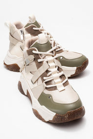 Seraphine - Beige Green Zip Lace-Up Sport Boot (Women)