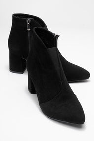 Finda - Black Suede Genuine Leather Block Heel Ankle Boot (Women)