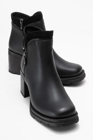 Parly - Black Zip-Detail Block Heel Boot (Women)