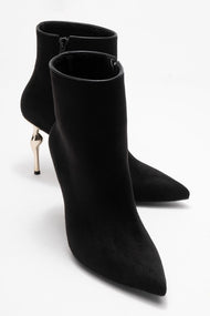 Crista - Black Pointed Toe Heeled Boot (Women)