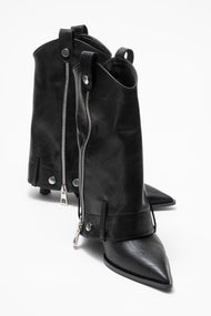 Lola - Black Zip Pointed Toe Heeled Boot (Women)