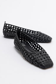 Arcola - Black Knitted Pattern Ballet Flat (Women)