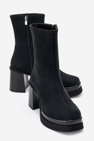 Valen - Black Platform Heel Boot (Women)