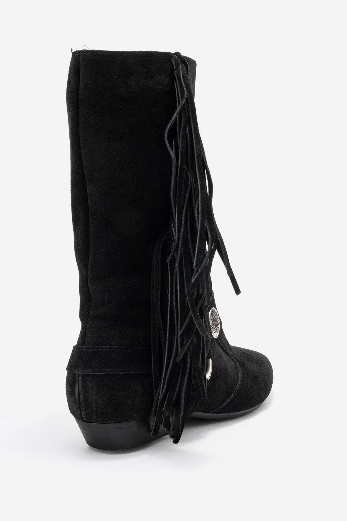 Selora - Black Genuine Leather Buckled Western Boot (Women)