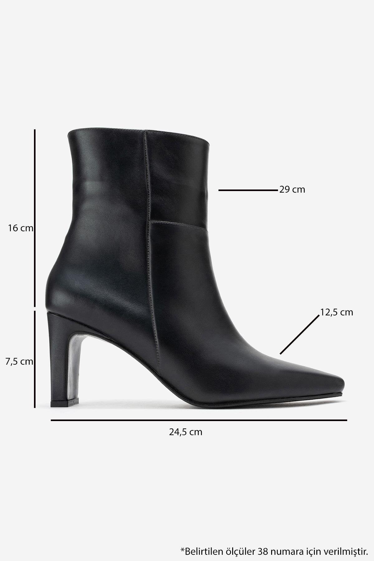 Kyoto - Black Genuine Leather Block Heel Boot (Women)