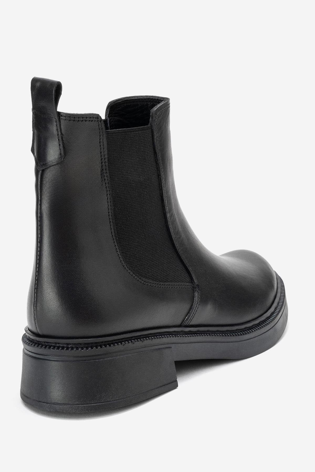 Orliss - Black Genuine Leather Elastic Panel Chelsea Boot (Women)