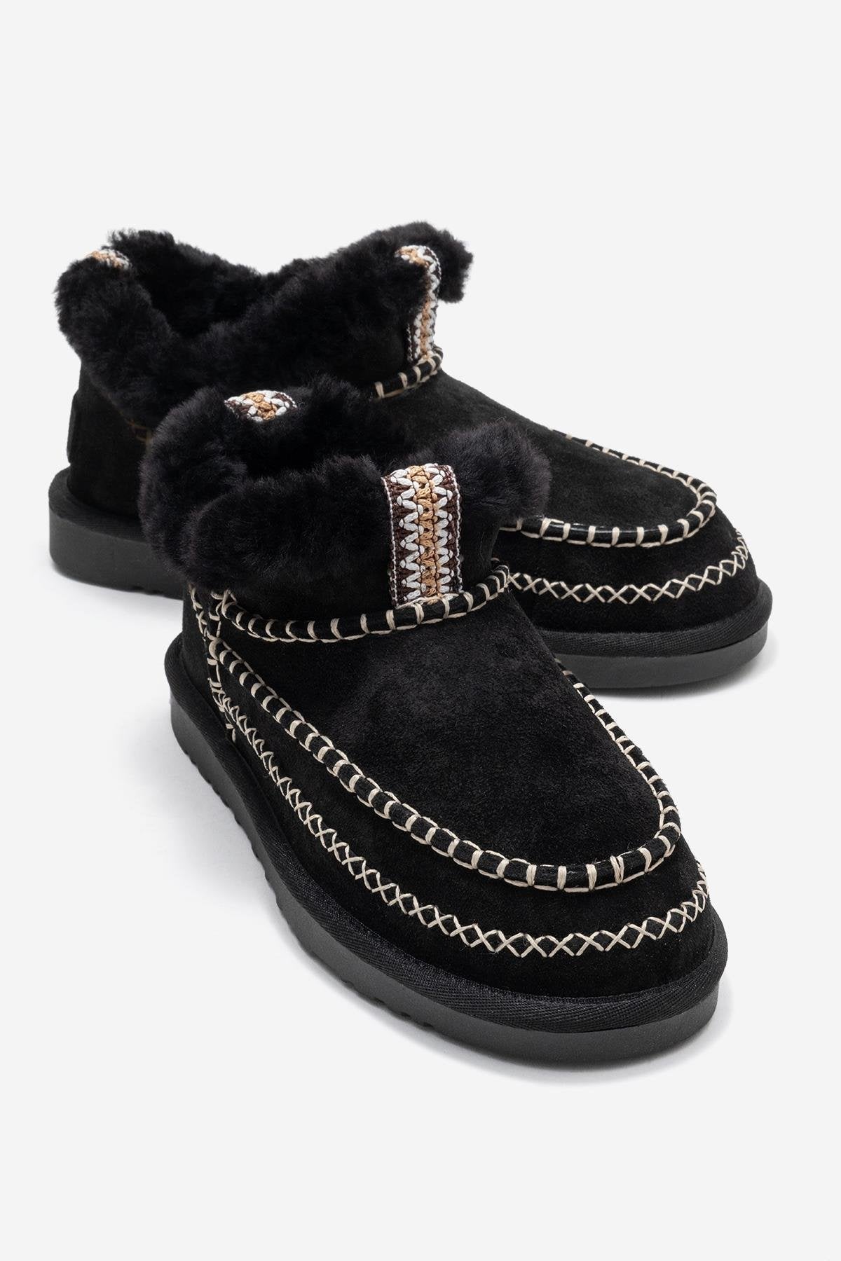 Darel - Black Suede Genuine Leather Ankle Boot (Women)