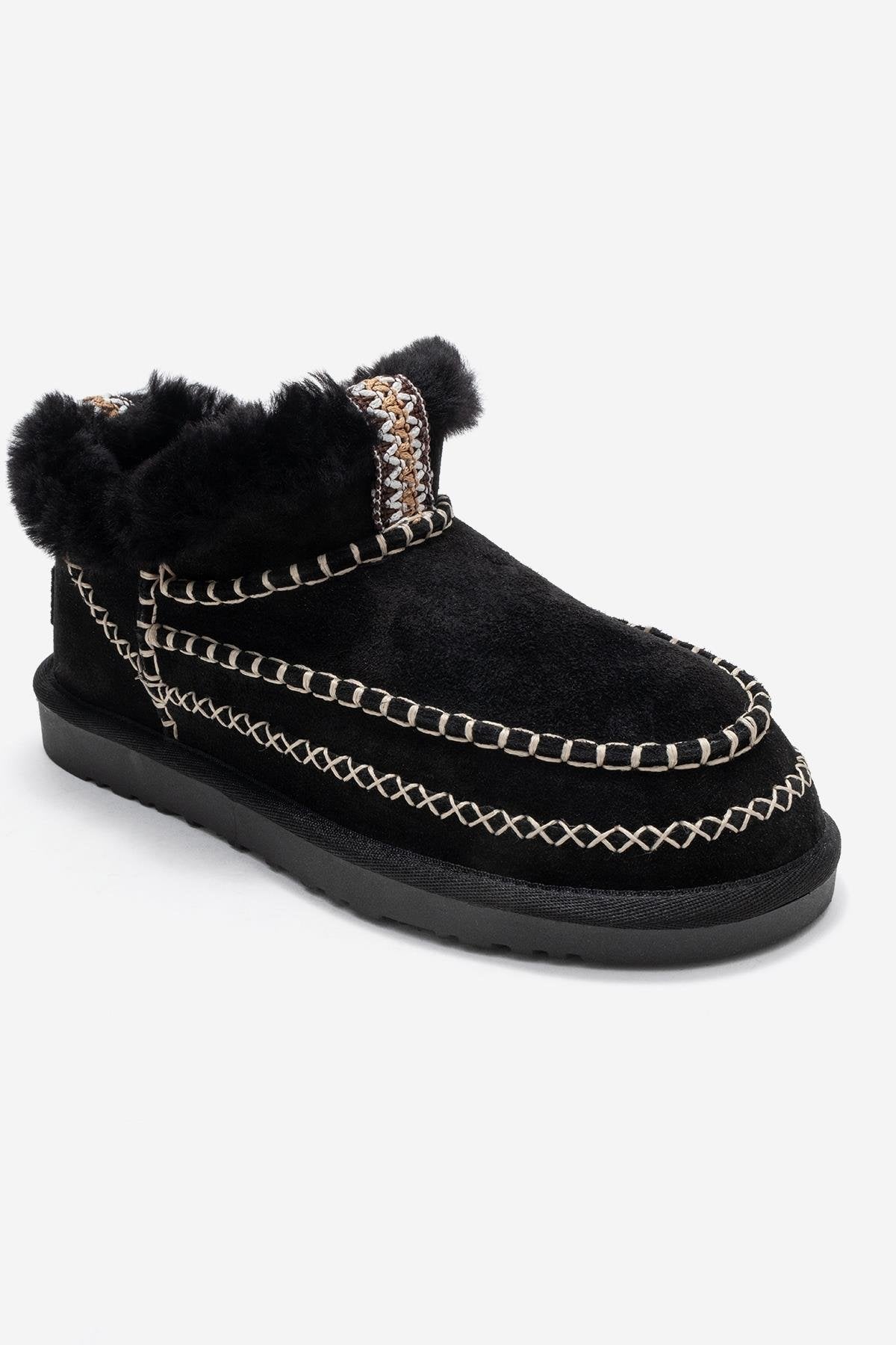 Darel - Black Suede Genuine Leather Ankle Boot (Women)