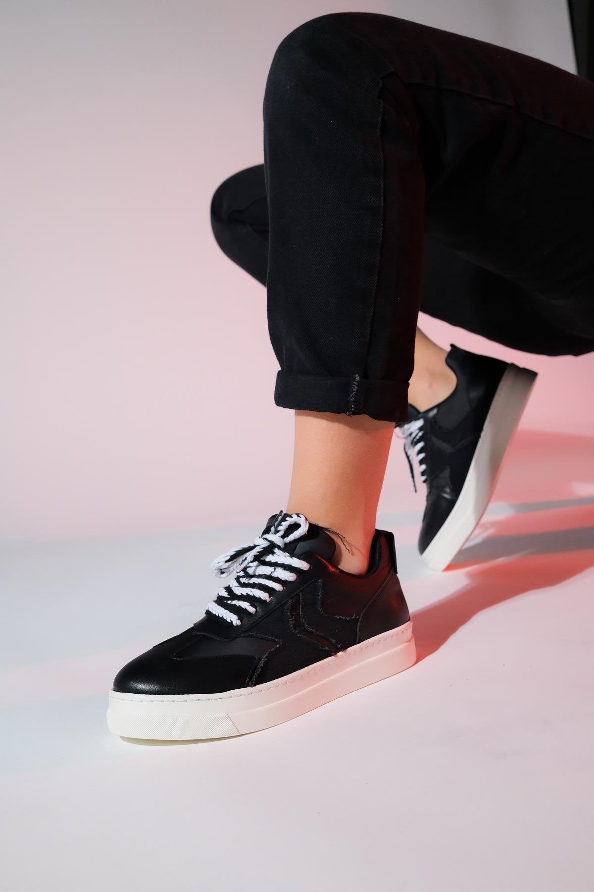 Sande - Black Denim Detail Sport Sneaker (Women)