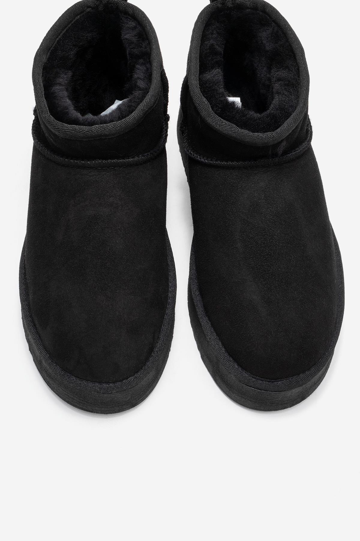 Havana - Black Suede Genuine Leather Platform Mini Boot (Women)