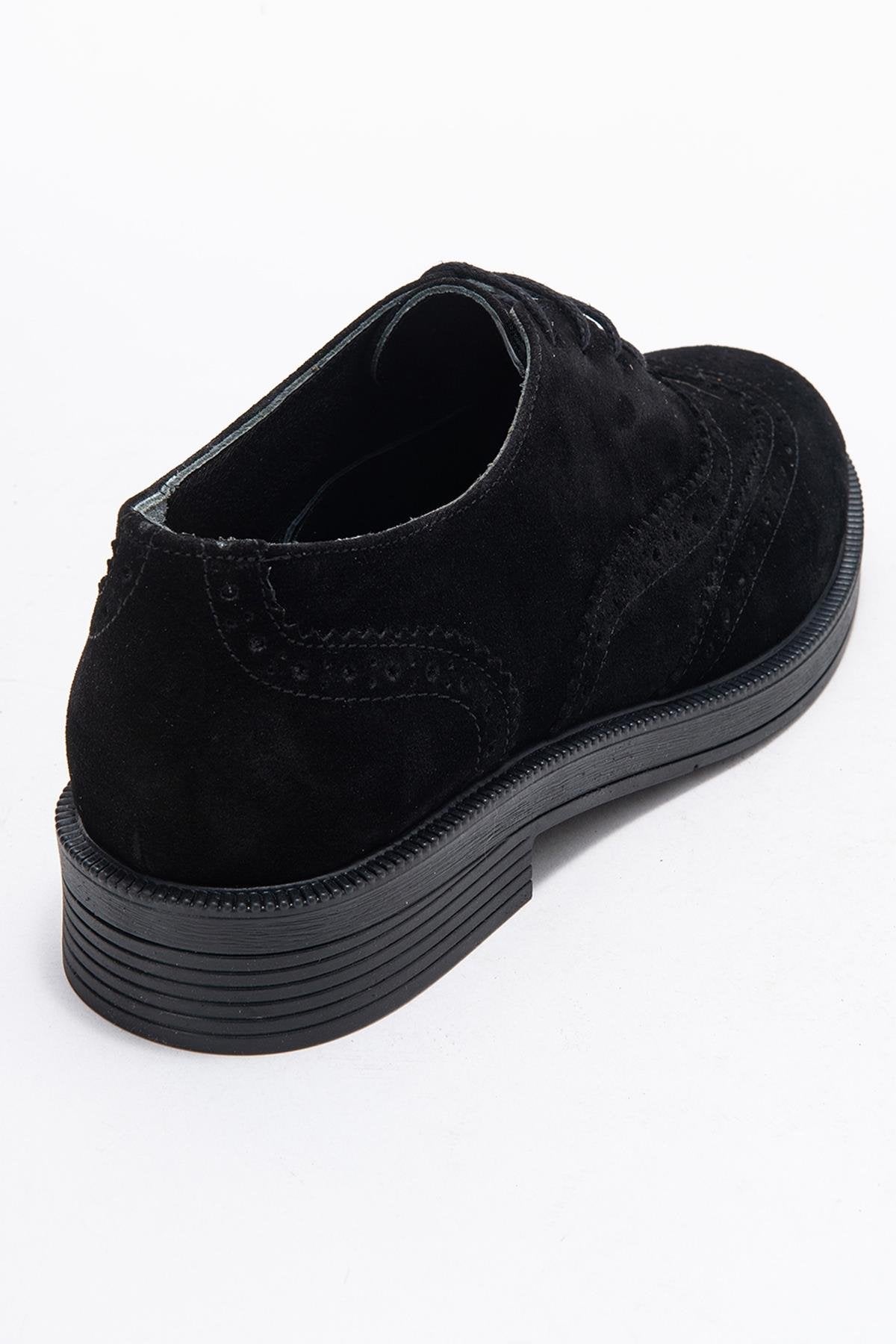 Avra - Black Suede Genuine Leather Oxford Shoe (Women)