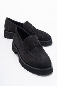 Vionel - Black Nubuck Genuine Leather Loafer (Women)