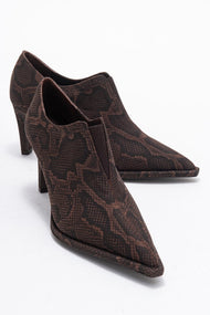Alya - Brown Patterned Ankle-Heel Shoe (Women)