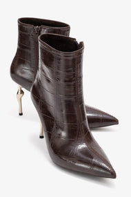 Crista - Brown Stiletto Heel Pointed Toe Boot (Women)