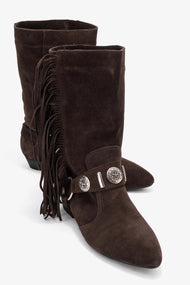 Selora - Brown Genuine Leather Buckle Western Boot (Women)