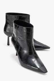Rassel - Black Printed Pointed Toe Stiletto Boot (Women)