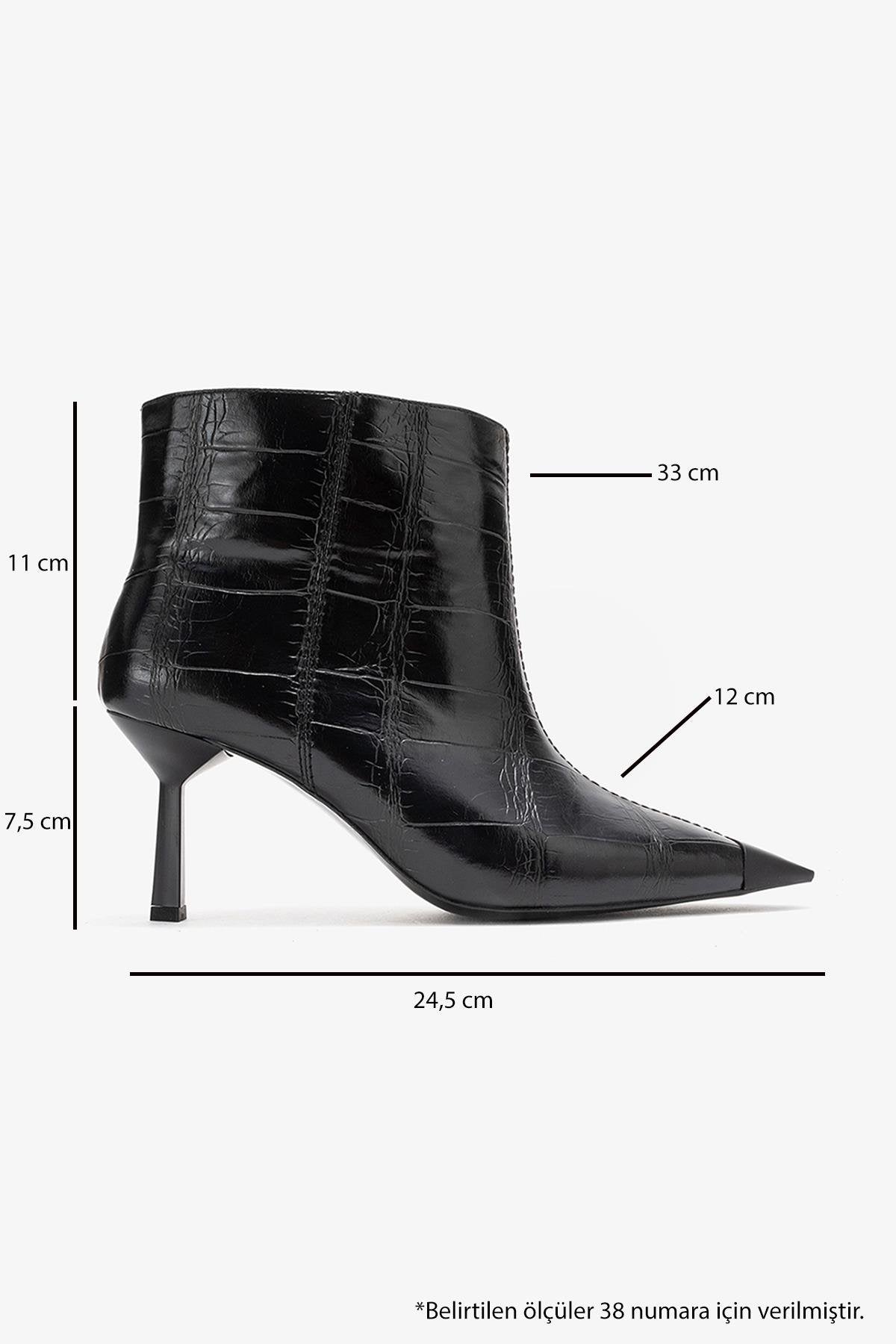 Rassel - Black Printed Pointed Toe Stiletto Boot (Women)