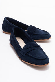 F02 - Navy Genuine Leather Loafer (Women)