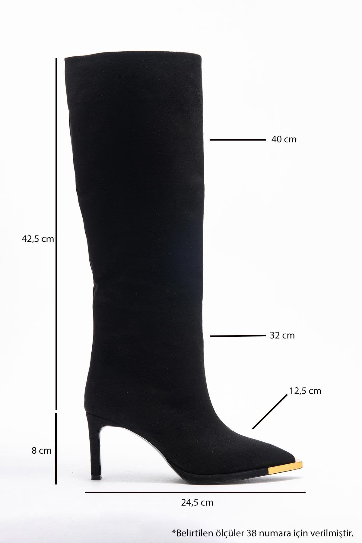 Lexa - Black Gold-Trimmed Pointed Toe Stiletto Knee-High Boot (Women)