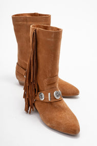 Selora - Cognac Suede Genuine Leather Western Boot (Women)