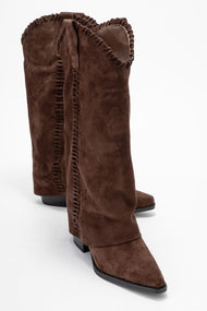 Tyler - Cognac Suede Genuine Leather Western Boot (Women)