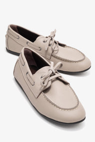 Serelis - Stone Genuine Leather Lace-Up Loafer Shoe (Women)