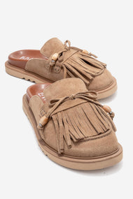 Carol - Taupe Suede Genuine Leather Closed-Toe Mule (Women)