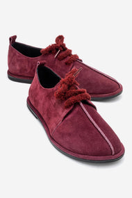 Denora - Burgundy Suede Genuine Leather Casual Shoe (Women)