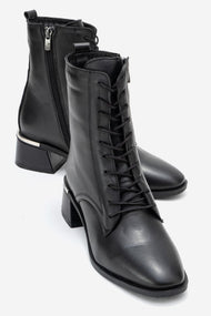 Avia - Black Genuine Leather Block Heel Boot (Women)