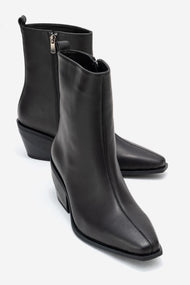 Lexia - Black Genuine Leather Western Boot (Women)