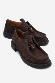Band - Brown Suede Genuine Leather Lace-Up Loafer (Women)