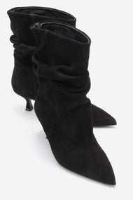 Balei - Black Suede Genuine Leather Short Heel Boot (Women)