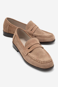 Valia - Taupe Suede Genuine Leather Loafer (Women)