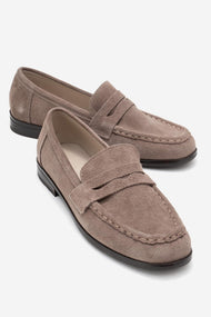 Valia - Taupe Suede Genuine Leather Loafer (Women)